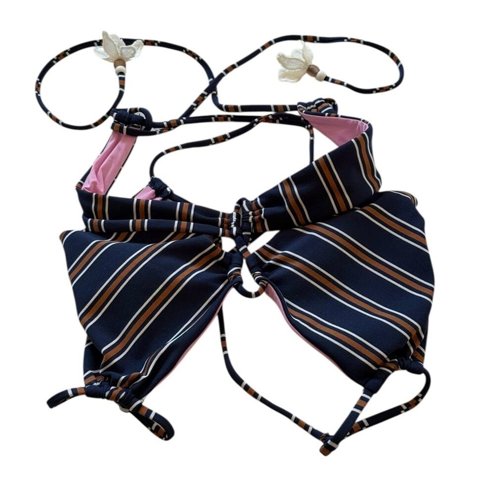 Isabella Rose Striped Pink and Black Bikini Set Size Small NWT - Picture 4 of 15